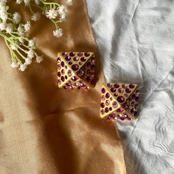 Blush Pyramid Studs